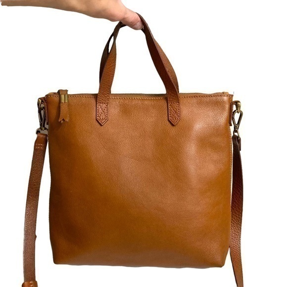 Madewell two way transporter tote bag brown leather